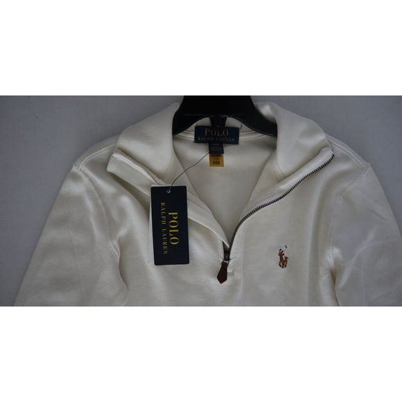 Polo Ralph Lauren Boy's Sz S (8) Cream Cotton Interlock Quarter-Zip Pullover - Picture 3 of 9